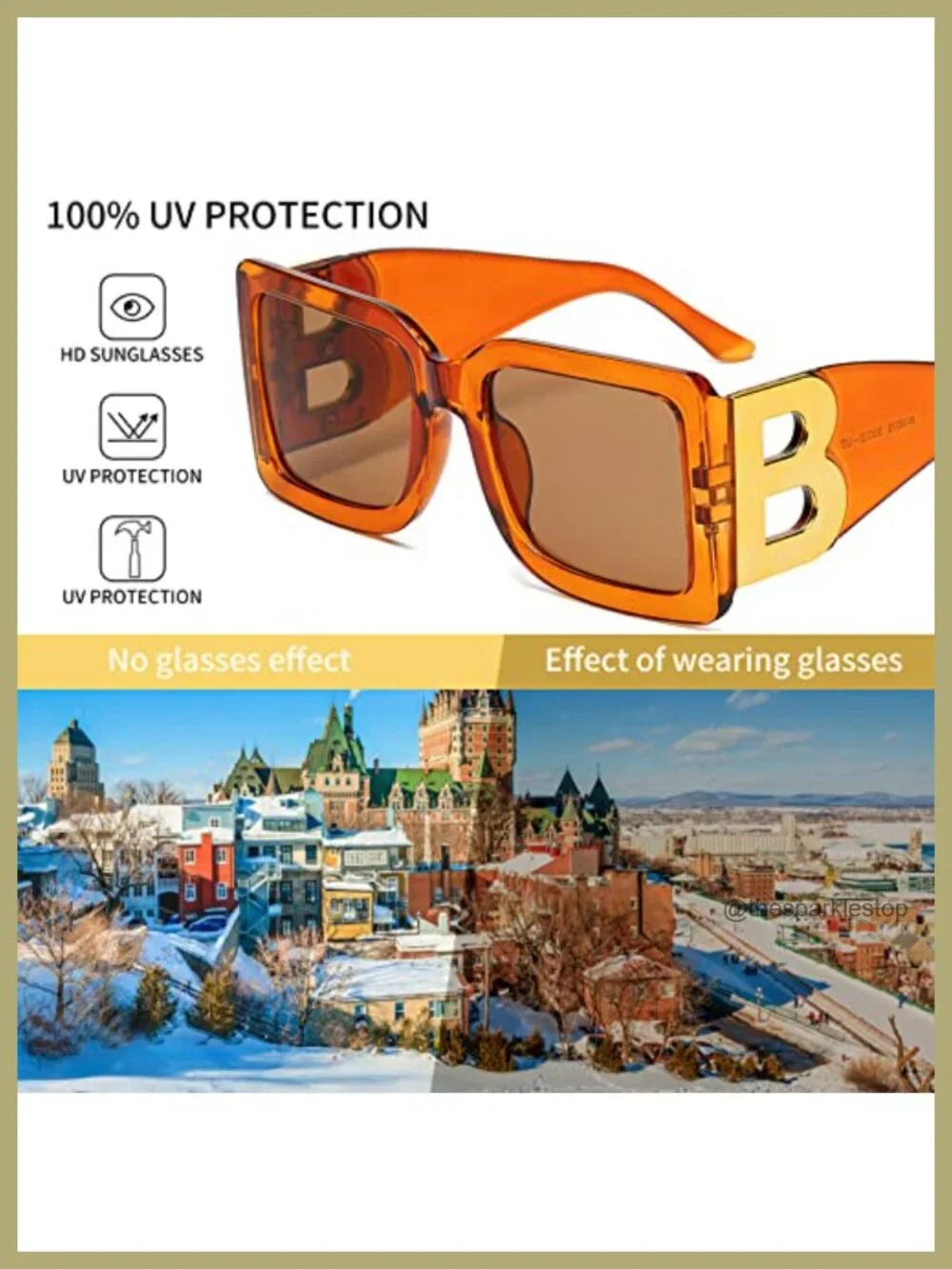 3 Pack Oversized Square Sunglasses UV400 Protection Unisex Trendy Thick Frame